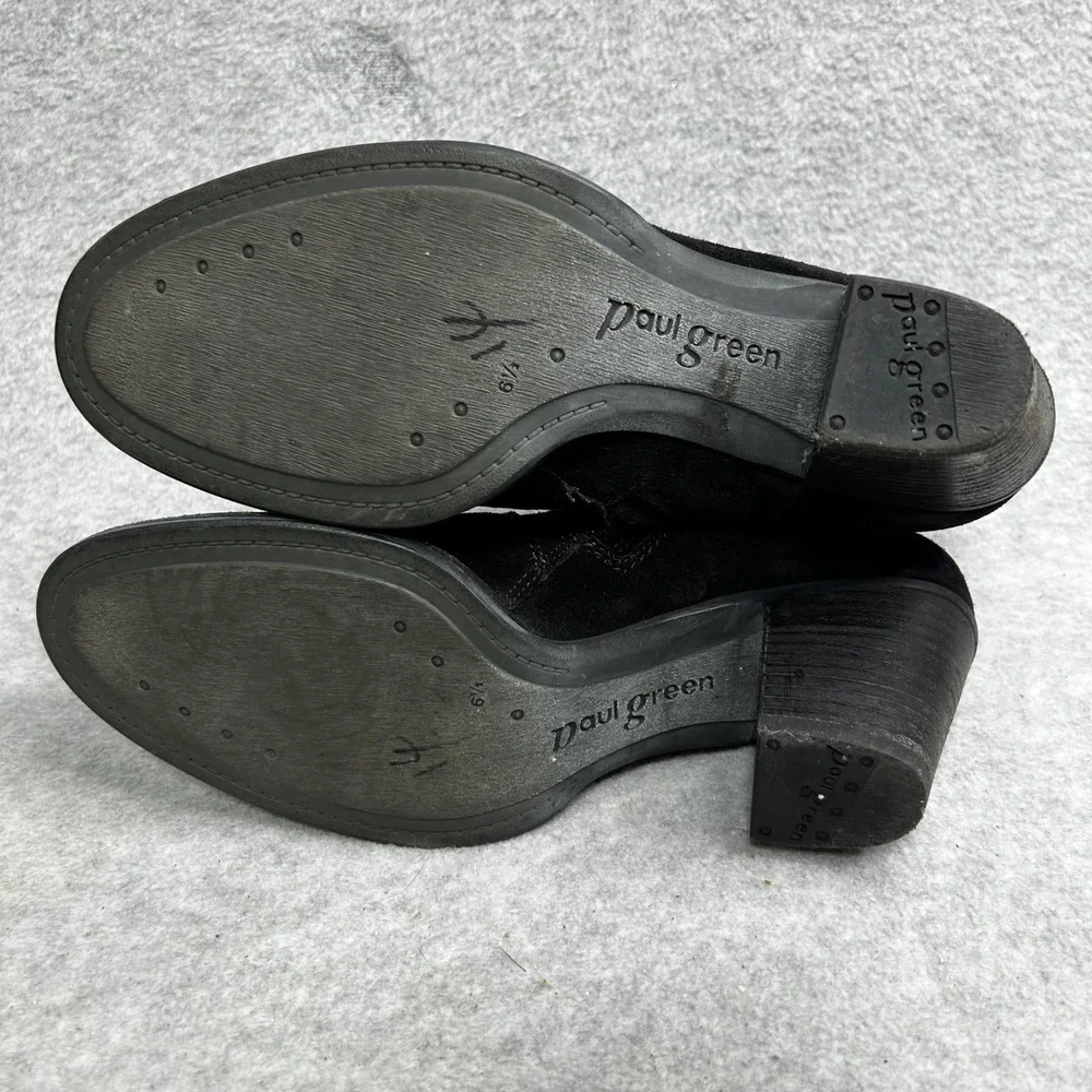 Paul Green Black Suede Zipper Block Heel‎ Ankle Boots Women's US9 UK6.5 Austria